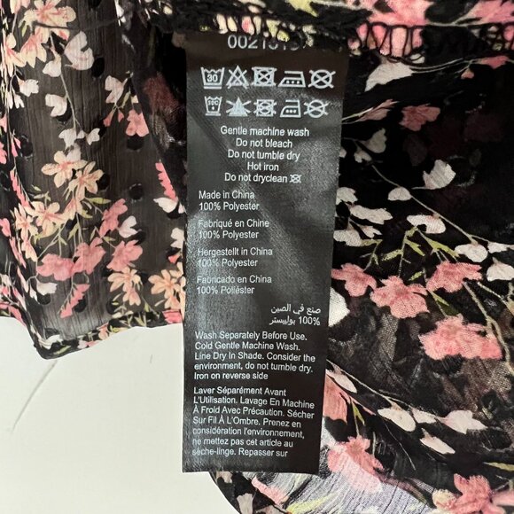 NWT Evans Black Sheer Swiss Dot Floral Balloon Sleeve Blouse 26/28 3X mc - Picture 4 of 5